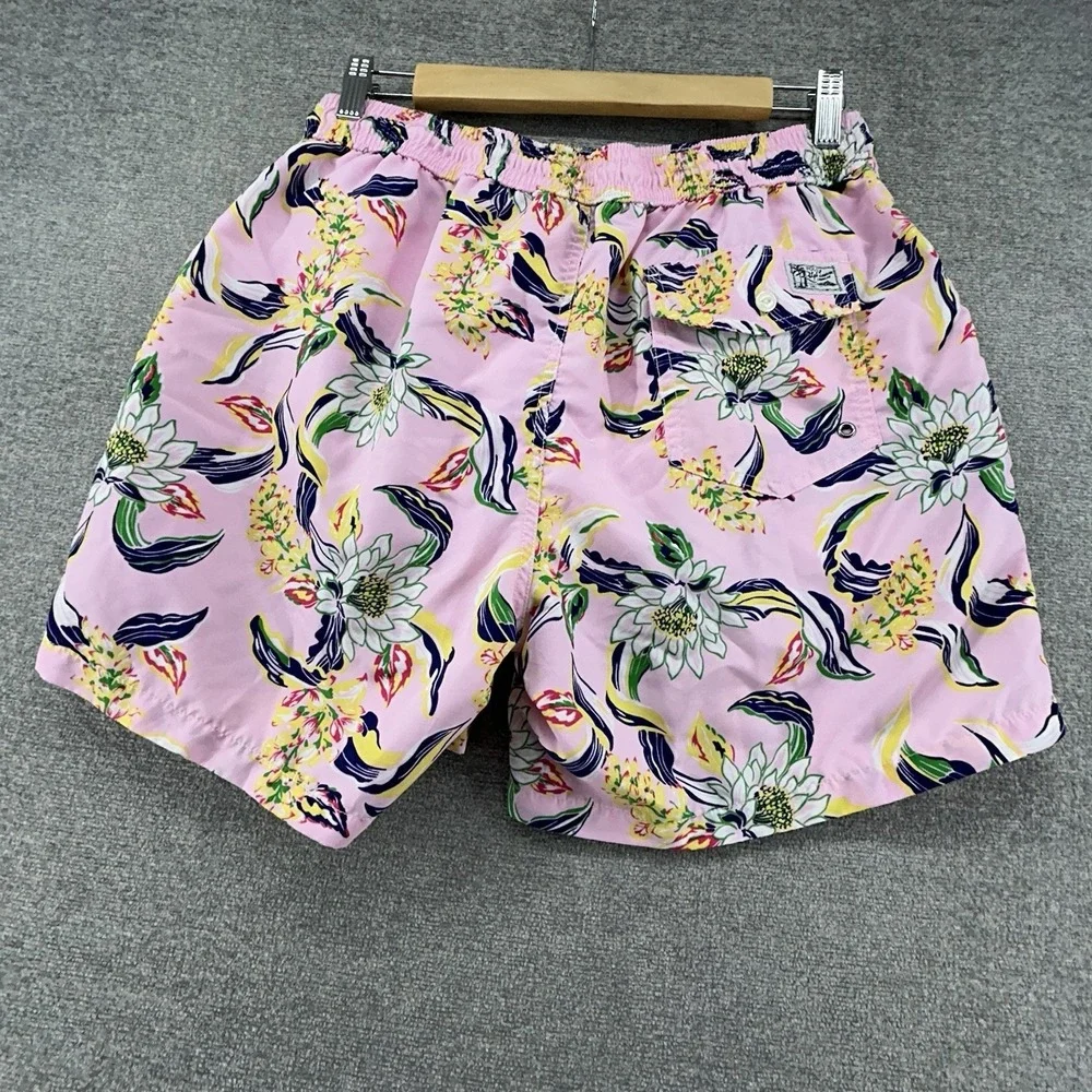 Polo‎ Ralph Lauren Swim Trunks Men Size Large Pink Floral Summer Beach